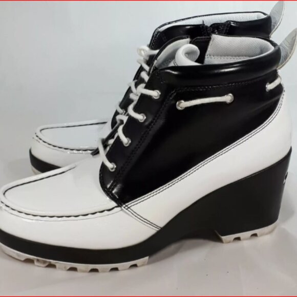 Rockport Ankle Boot Womens Sz 7 Leather White/Black HydroShield Adiprene Adidas - Picture 3 of 4